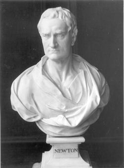 Bust of Newton in Wren Library, by P. Gaskell